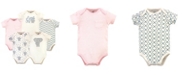 Touched by Nature Baby Girl Organic Cotton Bodysuits 5pk, Girl Elephant